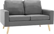 vidaXL Light Grey Fabric 2-Seater Sofa, Comfortable Seating with Soft Upholstery, Solid Pine and Rubberwood Material, Simple Scandinavian Style
