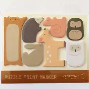 Puzzle Point Marker- Cat Deer Squirrel Owl Rabbit - Midori - Japan Kawai