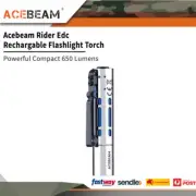 Acebeam Rider Edc Rechargable Flashlight Silver Torch 650 Lumen #rx