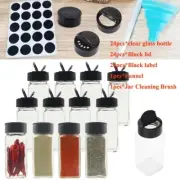 74PCS 120ML Glass Spice Jars Lid Herb Seasoning Condiment Square Kitchen Storage