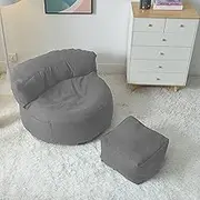 UYSOFRCV Bean Bag Chair Cover Stuffed Animal Storage Bean Bag Cover (No Filling) Foam Filled and Washable Bean Bag for Teens, Adults, Pets - Accessory,Light Gray