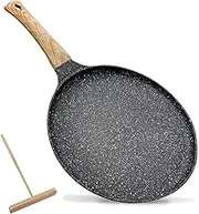 Nonstick Crepes Pan,Household Frying Pot,Pan with Spreader Compatible,Stay-Cool Handle,for Roti, Comales para Tortillas Pancake Pan, Induction Compatible