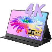 4K Monitor 3840x2160 Portable Monitor 15.6" PC Monitor HDMI USB C Laptop Screen