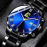 Fashion Mens Watches Luxury Calendar Date Quartz Clock Big Dial Men Business Stainless Steel Mesh Belt Watch Relojes Masculino