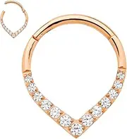 [Pierced Koala] 2PCS Titanium Implant Grade 16G Tear Drop Gem Septum jewellery Hinged Segment Ring Body Piercing Nose Hoop Lip Clicker Tragus Daith Eyebrow Ring Helix Cartilage Rook Earrings