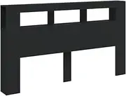 'vidaXL Black LED Headboard - Durable Engineered Wood – RGB LED Lights with Colour Options, Extra Back Support for Bed, with Storage – Suitable for All Bedrooms