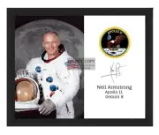 NEIL ARMSTRONG FIRST MAN ON THE MOON APOLLO 11 MISSION PATCH 8X10 FRAMED PHOTO