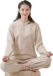 [Generic] Tang Suit Chinese Traditional Tang Suit for Men Kung Fu Shirt Uniform Sleeve Tops Martial Arts Uniform Meditation Suit
