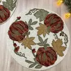 Set of 6, handmade beaded placemat, pumpkin harvest table mat, bead and embroide