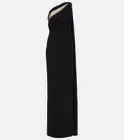 [Roland Mouret] Roland Mouret Embellished one-shoulder cady gown AU 10 black