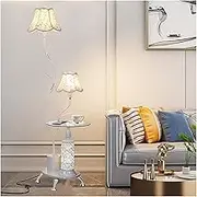 Indoor Floor Lamps Floor Lamp, Simple Standing Lamp with Glass Coffee Table, Floor Light with Hardware Sofa Feet, for Living Room/Bedroom/Office Standing Lamp(White)