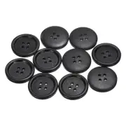 10pcs Wooden Sewing Button 25mm 4 Holes Round Craft Buttons, Black