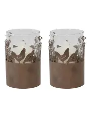 [Willow & Silk] Set of 2 Large Garden Chook Candleholders in Rust