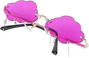 [KESYOO] Rimless Sunglasses UV Protection Sunglasses Funny Irregular Disco Glasses Novelty Glasses Sunglasses with Cloud Shape and Flash Eyewear for Women Man Outdoor Beach