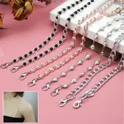 Adjustable Detachable Bling Rhinestone Pearl Bra Straps Neck Metal Clip Straps Ṅ