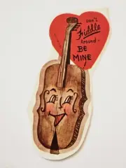 Vintage Valentine Card "Dont Fiddle Around" Anthropomorphic