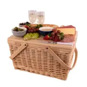 Avanti Pine Wood Table Top Insulated Picnic Basket, 4 Person (Flora)
