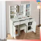Bedroom Dressing Table Stool Set Makeup Desk Mirror Storage Drawers and Cabinets