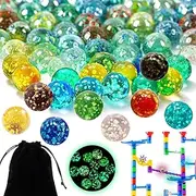 Benaton Pack of 20 Colourful Marbles Glass, Children's 16 mm Small Glass Marbles, 10 Colours Marbles, Luminous Marbles Glass, Glow in the Dark Glass Marbles, Decorative Bowls Marble Game Glass, Marble