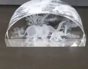 Crystal Sculpture Etching Elephant Scene. Beautiful