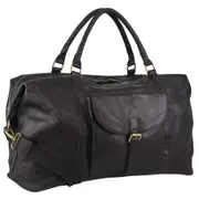 Pierre Cardin Rustic Leather Business/Overnight Travel Luggage Bag Black