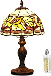 MIAOKE Stained Table Lamp Stained Glass Table Light, Handmade Desk Bedside Table Night Lamp, Antique Art Craft Gifts Lover Kid Living Room Bedroom Study Bookcase Desk Ligh