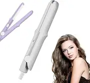 2 in 1 Mini Dual Purpose Curling Iron,Upgraded Mini Curling Wand & Flat Iron Hair Straightener,Portable Travel Curling Wand Hair Straightener for Short HAIR All Hairs Types (Gray)