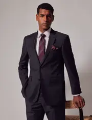 Hawes & Curtis Dark Charcoal Twill Wool Classic Fit Suit Jacket Size: 40 (EU 50)