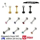 2PCS Labrets Piercing Bar Lip Ring Internal Thread Zirconia Surgical Steel Body