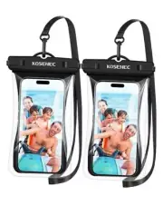 Waterproof Phone Case with Lanyard, Universal Waterproof Phone Black+Black