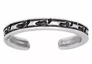 Sterling Silver .925 Small Foot Prints Toe Ring Adjustable Size | Made In USA
