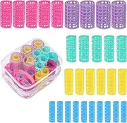 30Pcs Plastic Self-Grip Hair Rollers Set, No Heat Hairs Roller, Five Sizes Rollers for Long Medium Short Hairs, Easy-Use Snap-on Hair Curlers with Transparent Zipper Bag for Women DIY