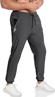 [BROKIG] Men's Clashing Joggers Pants,Lightweight Workout Gym Track Pants Mesh Leg Casual Sports Running Sweatpants with Zip Pocket