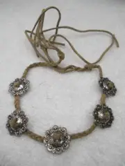 26” Western Slotted Silver Conchos Braded Leather Cord Ties Cowboy Hat Band Belt