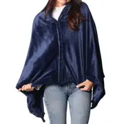 Sash & Bloom Heated Shawl - Super-Soft 2-in-1 Blanket and Shawl (Navy)