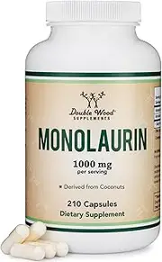 Double Wood Supplements Monolaurin 1,000mg per Serving, 210 Capsules (Vegan Safe, Non-GMO, Gluten Free, Made in The USA) Immune Health Support by