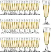 50 Pack Champagne Flutes Set, 160ML Plastic Champagne Glasses, Reusable Stemmed Party Wine Cups, Removable Cocktail Champagne Flutes, Wine Cups for Wedding Party, Thanksgiving Day, Christmas (50 Pack)