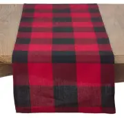 Farmhouse Rustic Red and Black Buffalo Plaid Cotton Table Runner – 16"x72"