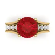 2.8 Round Cut Tourmaline Statement Ring Band bridal Set Sliding 14k Yellow Gold