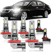 HUOKEDS for Nissan Altima 2007-2018 Fog Lights Bulbs Combo, 6pcs Super Bright White Multi Beam and Fog Lights Blubs Package, 1:1 as Stock Size, Plug and Play