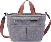 Becailyer Lunch Bags for Women, Insulated Thermal Lunch Tote Bag, Wide-Open Tote Cooler Bag with Removable Shoulder Strap with Side Pocket, Adult Lunch Bag for Picnic Hiking School (Gray)