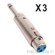 3 Pack - 3-Pin XLR Female to 1/4" 6.35mm Mono Male Plug Audio Cable Mic Adapter