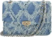 [Generic] Women Small Shoulder Bags Quilted Crossbody Distressed Jean Denim Purse Evening Bag Clutch Handbag with Chain Strap