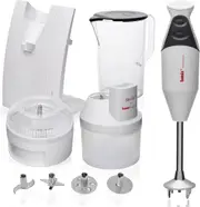 Bamix SwissLine Superbox Professional Immersion Blender 350W, includes 3x Blade Attachments, Wet/Dry Processor, SliceSy Attachments and Bench Stand, L