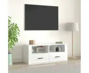 High Gloss White TV Stand Media Console Storage Cabinet Engineered Wood Chic