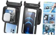 [Floatable] Floating Waterproof Phone Pouch 2 Pack-Up to 8.5", Black + Black