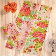 April Cornell Marion Floral Tea Towel Set of 2 Coral Peach Green Yellow