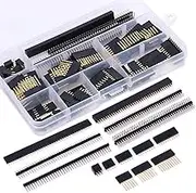 Glarks 112Pcs 2.54mm Male and Female Pin Header Connector Assortment Kit, 100pcs Stackable Shield Header and 12pcs Breakaway PCB Board Pin Header for Arduino Prototype Shield
