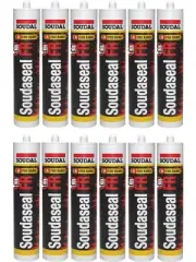 12 x Soudal Soudaseal Fire Resistant Elastic Joint Adhesive Sealant Grey 290ml