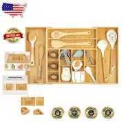 Versatile Utensil Drawer Organizer - Expands 15.75" to 28" with Non-Slip Bottom